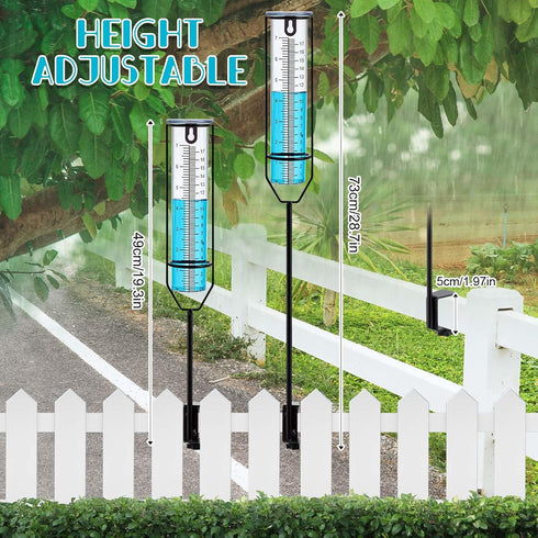 Freeze Proof Rain Gauge with Clamp Rain Gauge Outdoor Large Capacity Clear Number and Scale Rain Meter Adjustable Height Rain Measuring Tool for G...