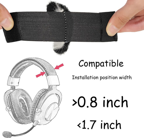 RUKUHOT Cute Cat Ears Headphone Attachment,Adjustable Design Fit for Logitech G PRO HypreX Cloud/Cloud Flight Headphones and More,Cosplay Kitten E...