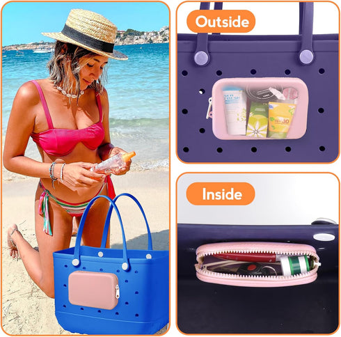 AIERSA Phone Holder for Bogg Bag Accessories, Silicone Insert Wallet for Bogg Bag Original All Models Rubber Beach Tote Bags Pink......