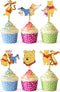 24x Honey Bear Cupcake Toppers – Strong Picks Happy Birthday Décor, Cupcake Decorations for Kids' Birthdays...