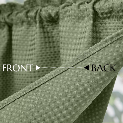 Waffle-Weave Textured Valance for Kitchen Water-Proof Window Curtains (60-inch x 18-inch, Sage, One Panel)...