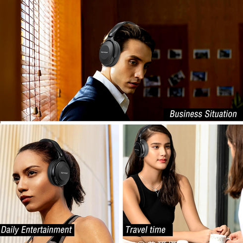 BH005 Over Ear Headphones,Wireless Bluetooth Head phones,HiFi Stereo Deep Bass,Foldable and Retractable Built-in Mic Hands Free Calls,for Iphone,I...
