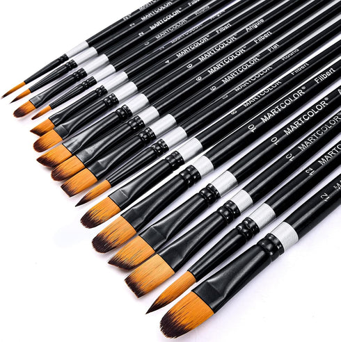 Paint Brushes Set for Acrylic Painting, 16 pcs Nylon Hair Paint Brushes for Oil Watercolor Face Body Rock Painting Artist, Art Painting Brush Kits...