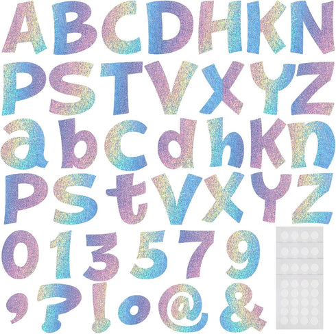 Gueevin 216 Pcs Bulletin Board Letters for Classroom Numbers Alphabet and Punctuation Cutouts Poster Board Letters with Adhesive Dots for School W...