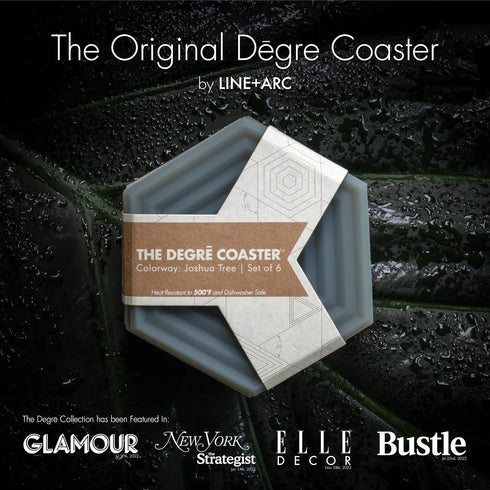 LINE+ARC Extra Thick Silicone Coasters (As Seen in NYTimes WireCutter) Waterproof Anti-Stain Heat-Safe Dishwasher-Safe Degr? Coasters (Set of 6, J...