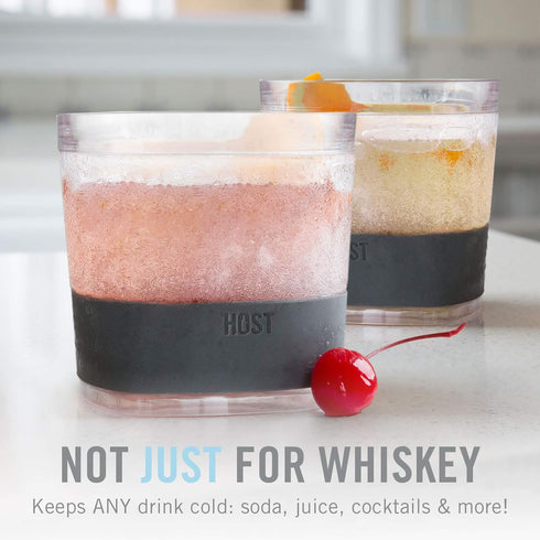Host Freeze Cooling cups set of 2, Old Fashioned Glass with Silicone band for Bourbon, Scotch, and Whiskey, whisky gifts for men, Smoke...