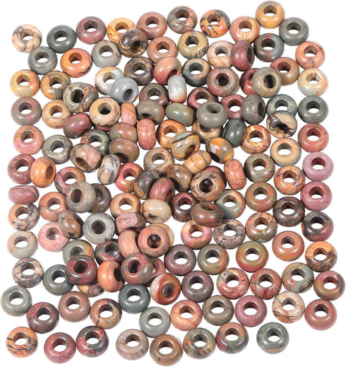 TUMBEELLUWA Natural Gemstone Beads for Jewelry Making, Rondelle Large Hole Loose Beads Pack of 15,Picasso Jasper(8x14 mm)...