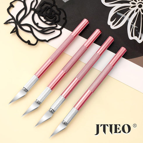 JTIEO Exacto Knife,74 Pack Hobby Knife with 4 Upgrade Sharp Hobby Knives and 70 Spare Exacto Knife Blades for Art,Stencil,Scrapbooking (Pink)...