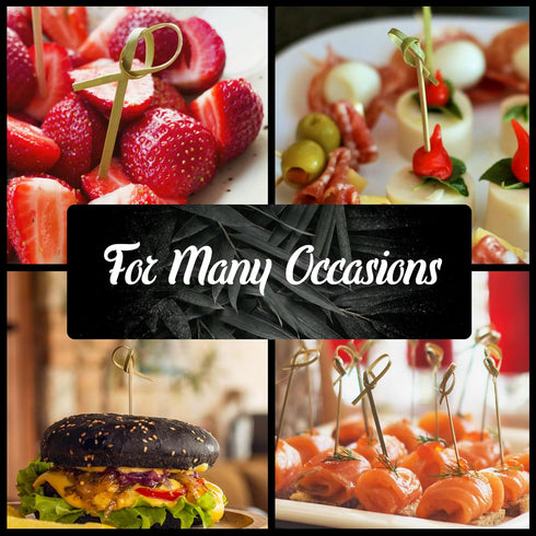 BambooMN 3.5" Green Knot Knotted Bamboo Cocktails Hors D'oeuvres Fruit Sandwich Skewers Picks for Catered Events, Holiday's, Restaurants or Buffet...