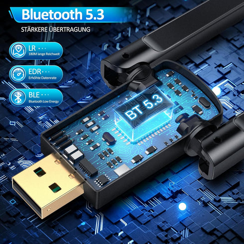 ZEXMTE Long Range Bluetooth 5.3 Adapter for PC, 590FT/180M USB Bluetooth Dongle for Desktop, Laptop, Printer, Keyboard, Mouse, Headset, Windows 8/...