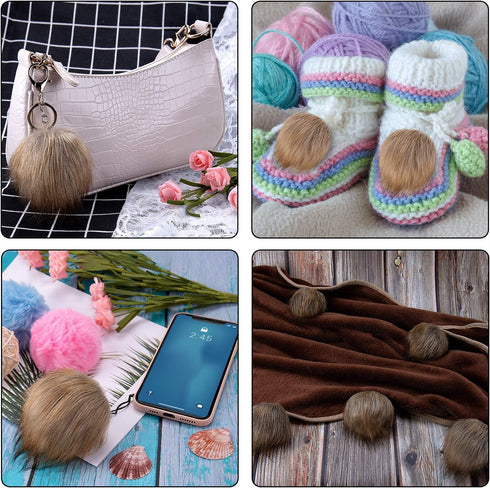 SIQUK 20 Pieces Faux Fur Pom Pom DIY Faux Fox Fur Fluffy Pom Pom with Elastic Loop for Hats Scarves Gloves Bags Accessories...
