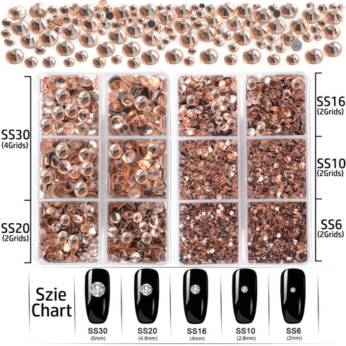 LPBeads 6400 Pieces Champagne Hotfix Rhinestones Flat Back 5 Mixed Sizes Crystal Round Glass Gems with Tweezers and Picking Rhinestones Pen...