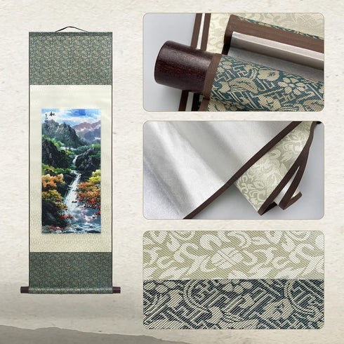 AtfArt Asian Wall Decor Beautiful Silk Scroll Painting Four Seasons Landscape Painting Summer Autumn Winter-Spring Oriental Decor Chinese Art Wall...