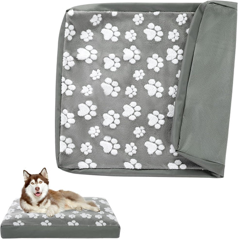 Dog Bed Covers,Waterproof Dog Bed Cover Pet Bed Cover with Lovely Dog Paw Print and Double-sided Usable Design Replacement Machine Washable Pet Ha...