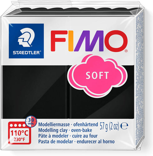 Staedtler FIMO Soft Polymer Clay - -Oven Bake Clay for Jewelry, Sculpting, Crafting, Black 8020-9...