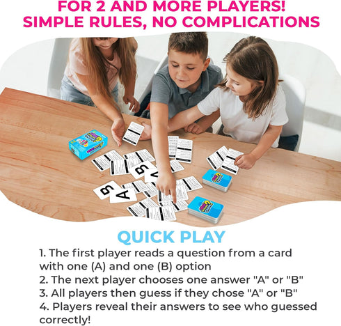 QUOKKA Board Game for 8-12 Year Olds - Family Card Game for Kids Ages 6-8 - What Would You Choose | Do Kids Rather? | Pick Your Answer | Get to Kn...