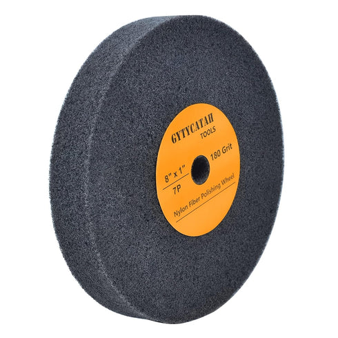 Deburring Wheel, Nylon Fiber Polishing Wheels, Abrasive Silicon Carbide Bench Buffing Grinder Wheel, Dia 8" x 1" Thickness x 5/8" Arbor, 180 Grit,...