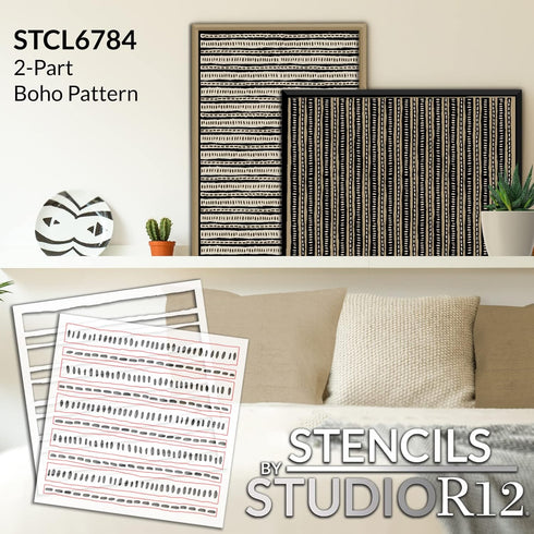 Brushstroke Stripe Pattern Stencil by StudioR12 - Select Size - USA MADE - DIY Boho Decor | Painting on Walls, Floors, Tiles, & Wood Signs | STCL6...