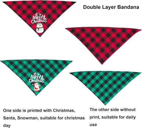 ADOGGYGO 2 Pack Dog Bandana Christmas Classic Buffalo Plaid Dog Scarf Pet Triangle Bibs Christmas Costume Accessories for Small Medium Large Dogs ...