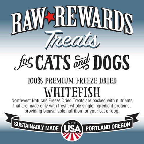 Northwest Naturals Raw Rewards Freeze-Dried Whitefish Treats for Dogs and Cats - Bite-Sized Pieces - Healthy, 1 Ingredient, Human Grade Pet Food, ...