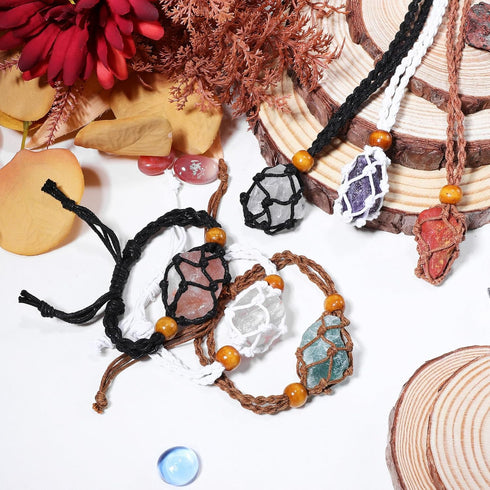 KESYOO 6PCS Stone Holder Necklace Crystal Necklace Holder Necklace Bracelet Woven Bracelet Braided Necklace DIY Jewelry Making Supplies...