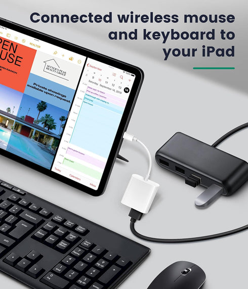 USB Adapter for iPad/iPhone, Lightning to USB Female OTG Adapter Compatible with SD Card Reader/USB Flash Drive/Microphone/Hard Disk and MIDI,Plug...