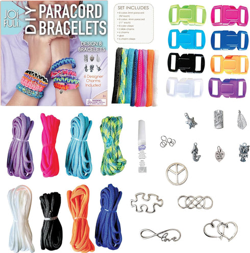 JOiFULi Make Your Own Paracord Friendship Bracelets with Charms Kit - Arts and Crafts Gifts for Girls Ages 8 9 10 11 12 Years Old and Teens...
