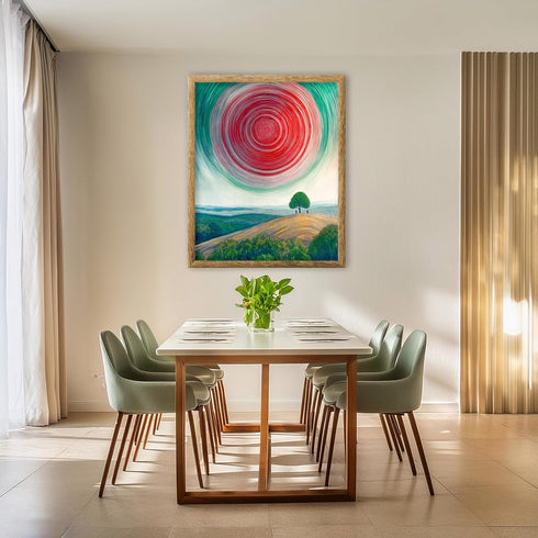 Posterizer 1 pcs-surrealism serene scene in alien planet with red sun 1-Abstract & Modern Art-Landscape & Nature Art-Gift for Men Women Entreprene...