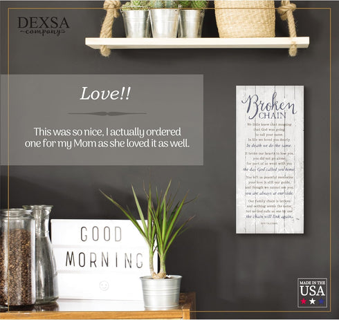 DEXSA Broken Chain Wood Plaque - Made in the USA - 5.5"x12" - Classy Frame Wall Hanging Decoration | We little knew that morning that God was goin...