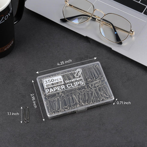 700 PCS Paper Clips, Small Paper Clips for Paperwork, 2 Boxes of 350 PCS Each, Sturdy and Upgraded Plastic Boxes Well Packed, Easy to Use in Offic...