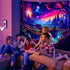 Simpkeely Fantasy Planet Tapestry, Blacklight Forest Natural Landscape Retro Aesthetic Wall Hanging, UV Reactive Sunset Trees Tapestries for Bedro...