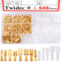 Twidec/640Pcs 2.8/4.8/6.3mm Quick Splice Male and Female Wire Spade Connector Crimp Terminal & Bullet Connectors Terminals Crimp Block Kit Golden ...