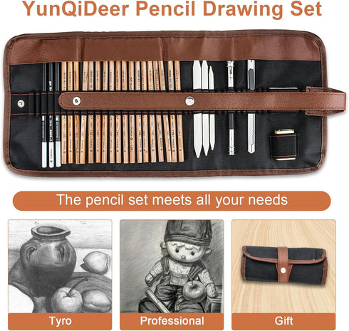 YunQiDeer Drawing Pencils, Art Supplies Sketch Pencils Kit for Kids Adults, Professional Charcoal Sketching Graphite Art Pencils Set...