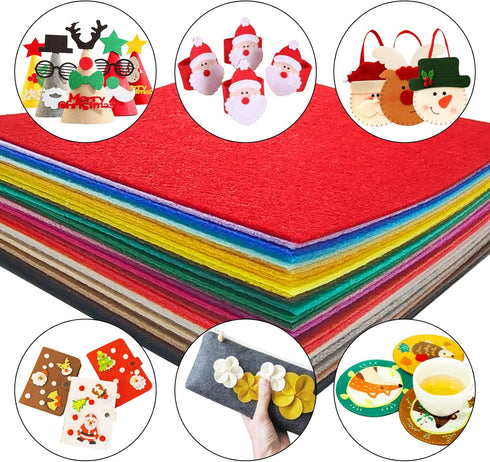 Jtnohx Felt Sheets, 32 Pcs Felt Fabric, 5"×5" Color Felt for Crafts, Stiff Craft Felt Square for for Sewing and Festivals Party...