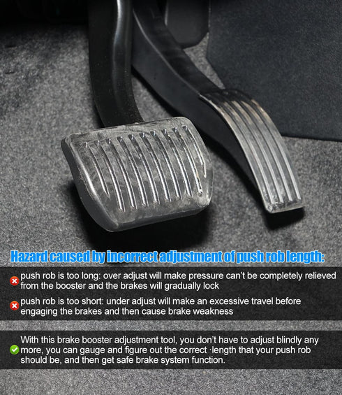 Brake Booster Adjustment Tool Brake Measuring Tool Push Rod Adjustment Tool Master Cylinder Push Rod Length Pin Depth Gauge Used For Adjusting Bra...