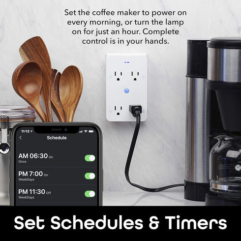 Geeni Smart Wi-Fi 4 Outlet Plug with Surge Protection, – No Hub Required – Compatible with Alexa, Google Home, White – 1-Pack......