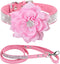 Cute Dazzling Sparkling Elegant Fancy Soft Suede Leather Bling Rhinestone Crystal Jeweled Pet Cat Dog Puppy Collar Dog Leash Combo Set (Pink7, XXS...