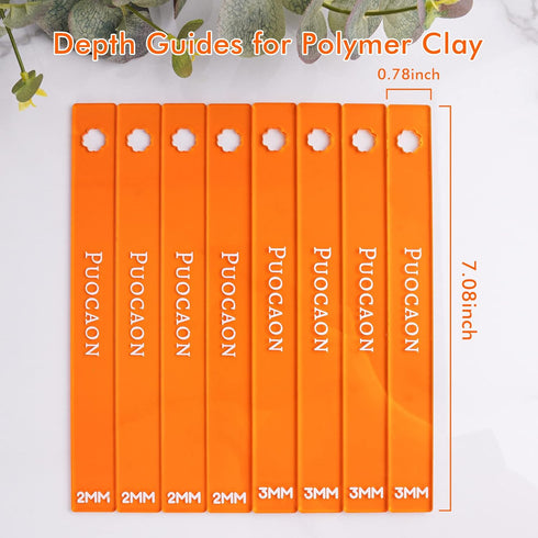 Puocaon Clay Depth Guides - Polymer Clay Thickness Guide Set for Clay Jewelry Making, 8 Pcs Clay Rolling Tools for Polymer Earrings, Roller Depth ...