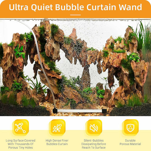 hygger Bubble Curtain Wall Aquarium Air Stone Kit, Fish Tank Air Bubbler Dissolved Oxygen Aerator Stone with Air Tubing Diffuser Bubbling Decorati...