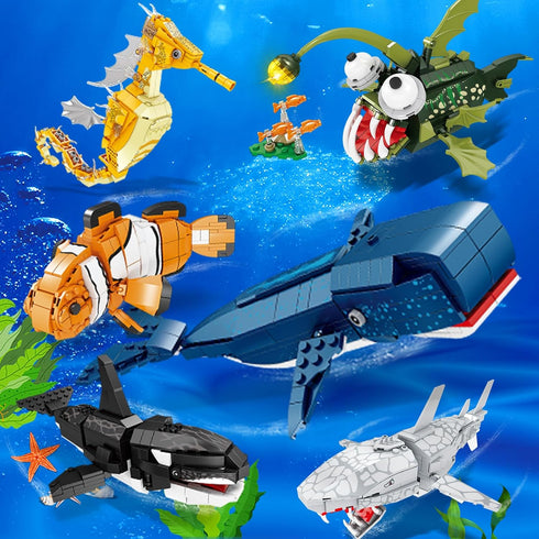 KAZI Sea Animal Building Blocks,Deep Sea Creatures Building Toy Sets,Ocean Animal Toys for Kids Ages 6 7 8 9 10 Plus,STEM Building Toys for Boys G...