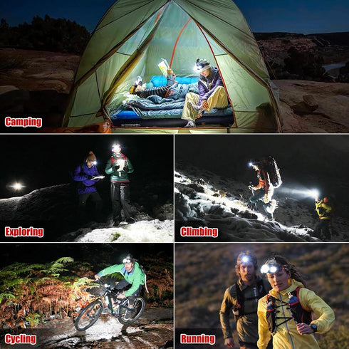 Rechargeable Headlamp, 10000 High Lumen Head Lamp, Super Bright LED Head Light Camping Accessories with Red Light, 4 Modes USB Recharge Flashlight...