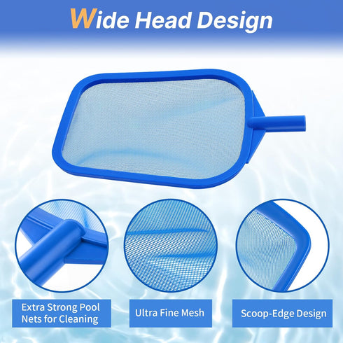 Pool Skimmer, Hot Tub Skimmer Spa Net with Pole, 26'', Ultra Fine Mesh Skimmer Rake, Swimming Pool Leaf Skimmer Net with Aluminum Pole, Spa Hot Tu...