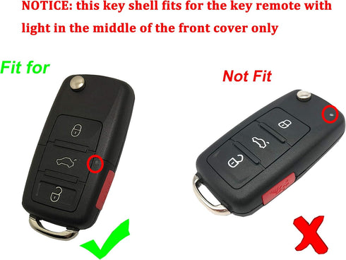 Replacement Key Fob Shell Case fit for VW Volkswagen Jetta Passat Golf Beetle Rabbit GTI CC EOS 4 Buttons Keyless Entry Remote Key Housing with Un...