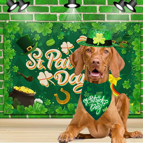 St Patrick's Day Dog Costume 3Pack Pet Clothe Leprechaun Top Hat Reversible Dog Bandana Dress for Meidum Dogs Cat Irish Festive Outfit Accessories...