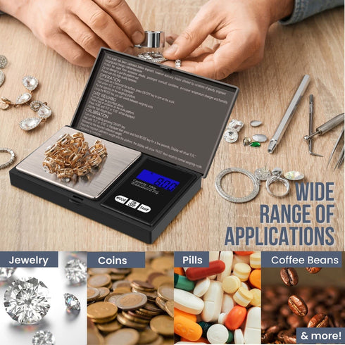 Flexzion Jewelry Scale Digital Pocket Scale 100g with 0.01g Precision Gram Scale, Portable Weighing Platform, Mini Scale for Gold, Silver, Coins, ...