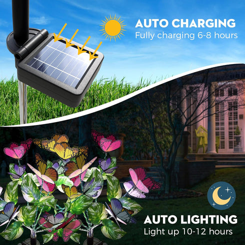 Solar Garden Lights - Solar Outdoor Lights Butterfly Design 82 LED Firefly Lights, Solar Stake Lights Waterproof IP65 & Auto ON/Off, Outdoor Decor...