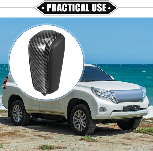 Automatic Gear Shift Knob Compatible for Toyota Land Cruiser Prado 2009-2017, Durable Faux Leather Black Carbon Fiber Pattern Undrilled...