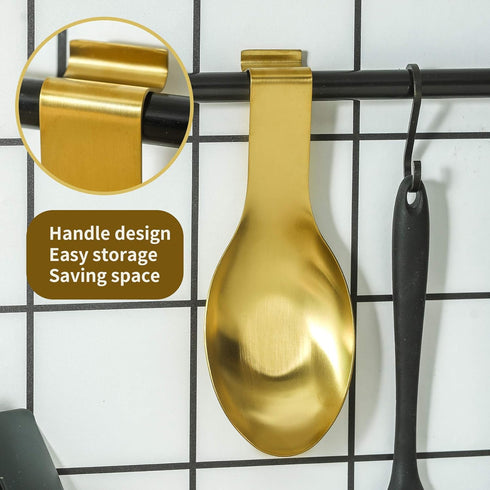 BETTWILLGold Spoon Rest for Kitchen Counter, Stainless Steel Spoon Holder for Stove Top, Spatula Ladle Spoon Utensils Holder, Gold Kitchen Accesso...