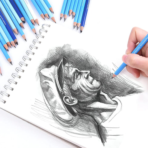 24 Drawing Pencils Set, Art Sketching Pencils Charcoal Set 14B,12B,11B,10B,9B,8B,7B,6B,5B,4B,3B,2B,B,HB,H,2H,3H,4H,5H,6H,& Soft Neutral Hard Charc...