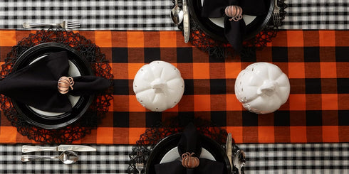 DII Buffalo Check Collection, Classic Farmhouse Table Runner, 14x72, Orange & Black...